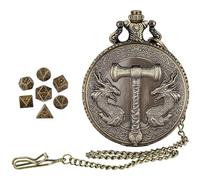 Pocket Watch Dice Set, Unique Dragon Metal Polyhedral Dice, Vintage Shell Case, Gothic Role-Playing Board Game Accessory, Improved Efficiency, Perfect for Adults & Kids