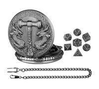 Pocket Watch Dice Set, Unique Dragon Metal Polyhedral RPG Dice, Vintage Pocket Watch Shell Case, Gothic Role-Playing Board Game Accessories, Tabletop Collectible