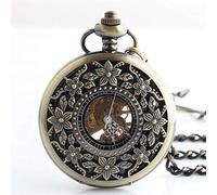 Pocket Watches Men's Bronze Tone Steampunk Skeleton Mechanical Pocket Watch with Chain Best Gift Men's Women's