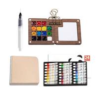Pocket Watercolor Set, Artist Watercolor Sets for Travel, 8cm/3.15in 7.5cm/2.95in 15cm/5.91in 24 Color Paints Palette Set, Compact for Painters, Artists, Students