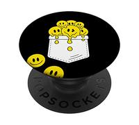 Pocket Yellow Smile Faces Melting Happiness Graphic Designs PopSockets PopGrip Adhesivo