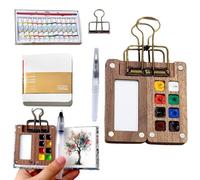 Pocketartist Watercolor Travel Set, Veralea Travel Watercolor, Mini Travel Paint Palette, Portable Sketchbook Palette Wooden Mini Travel Paint Palette (Wooden8)