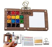Pocketartist Watercolor Travel Set, Veralea Travel Watercolor, Mini Travel Paint Palette, Portable Sketchbook Palette Wooden Mini Travel Paint Palette (Wooden15)