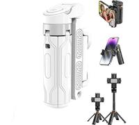 PocketFlex Mini Tripod, 2025 New Bluetooth 5.2 Phone Tripod Stand, with Fill Light & 360° Rotation,for iPhone,Android,Razunoth JJ02 Design, Vlog, Selfie, Landscape Photography (White, No Light)