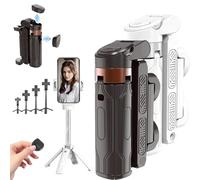 Pocketflex Mini Tripod, Razunoth Tripod Mini Jj02, Detachable Mini Tripod Pocketflex with Remote, 360° Rotation Mini Cell Phone Assisted Selfie Stick with One-Touch Push Button Switch (Black+White)