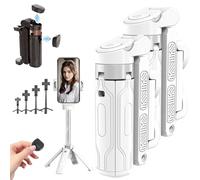 Pocketflex Mini Tripod, Razunoth Tripod Mini Jj02, Detachable Mini Tripod Pocketflex with Remote, 360° Rotation Mini Cell Phone Assisted Selfie Stick with One-Touch Push Button Switch (2pcs-White)