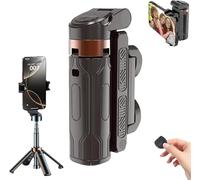 Pocketflex Mini Tripod, Razunoth Tripod Mini JJ02, Portable Mini Handheld Tripod, 360° Rotation Selfie Stick with Detachable Remote Control (Black (Double Light))