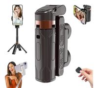 Pocketflex Mini Tripod, Razunoth Tripod Mini JJ02, Tripod JJ02 Pocketflex, 360° Rotation Selfie Stick Tripod with Remote, One-Touch Push Button Switch Phone Tripod Supports Up to 2kg (Black-1 Light)