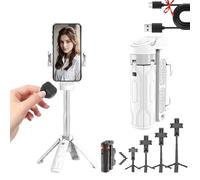Pocketflex Mini Tripod, Tripod Jj02 Pocketflex, 2025 New 360° Portable Rotation Bluetooth Retractable Tripod for Cell Phone, Extendable Grip Phone Tripod with Detachable Remote (No Light,White)