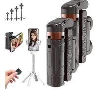 Pocketflex Mini Tripod, Tripod Jj02 Pocketflex, Razunoth Tripod Mini Jj02, Pocketflex Tripod with Detachable Remote Control, Foldable 360° Rotation Mini Cell Phone Assisted Selfie Stick (2PCS-Black)