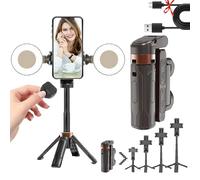 Pocketflex Mini Trípode, 2025 Nuevo Trípode Retráctil Bluetooth con Rotación de 360° trípode para movil, Trípode de Agarre Extensible con Control Remoto Desmontable (2 Luces,Negro)