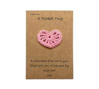 Pockethug Heart - Tarjeta de corazón de ganchillo, encantadora artesanía hecha a mano, regalo compacto y cuidadoso, material suave y resistente, mini tarjeta de abrazo para boda, cumpleaños, San