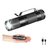 POCKETMAN Mini linterna LED extremadamente brillante USB C recargable, con zoom, 3 modos, lámpara de mano con clip, resistente al agua para actividades al aire libre e interior, camping, senderismo,