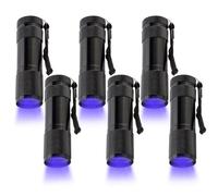 POCKETMAN Paquete de 6 linternas LED ultra violeta, detector de orina de mascotas de 395 nm e identificador de dinero falso, luz negra multiusos para inspección del hogar, controles de seguridad