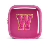 Pocmimut Bolsa de maquillaje, neceser de viaje personalizada, artículos de moda A-Z, regalo de cumpleaños para adolescentes y adolescentes, novia, profesora y madre, Mini-Magenta, Mini , W