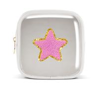 Pocmimut Bolsa de maquillaje, neceser de viaje personalizada, artículos de moda A-Z, regalo de cumpleaños para adolescentes y adolescentes, novia, profesora y madre, Mini-Blanco, Mini , Estrella