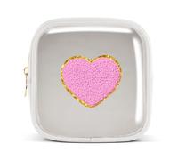 Pocmimut Bolsa de maquillaje, neceser de viaje personalizada, artículos de moda A-Z, regalo de cumpleaños para adolescentes y adolescentes, novia, profesora y madre, Mini-Blanco, Mini , Amor