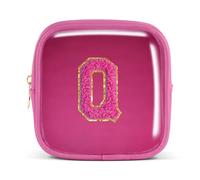 Pocmimut Bolsa de maquillaje, neceser de viaje personalizada, artículos de moda A-Z, regalo de cumpleaños para adolescentes y adolescentes, novia, profesora y madre, Magenta, Mini , Q