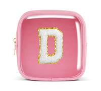 Pocmimut Bolsa de maquillaje, neceser de viaje personalizada, artículos de moda A-Z, regalo de cumpleaños para adolescentes y adolescentes, novia, profesora y madre, Mini-Rosa, Mini , D Taza