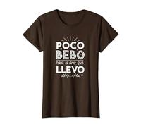 Poco Bebo para el año Que llevo Camiseta, Mujer, Marrón, XL