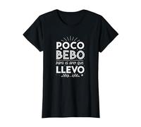 Poco Bebo para el año Que llevo Camiseta, Mujer, Negro, M