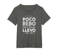 Poco Bebo para el año Que llevo Camiseta, Mujer Tallas Grandes, Asfalto, 1XL Grande