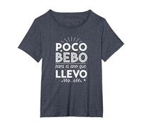 Poco Bebo para el año Que llevo Camiseta, Mujer Tallas Grandes, Azul Jaspeado, 1XL Grande