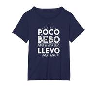 Poco Bebo para el año Que llevo Camiseta, Mujer Tallas Grandes, Azul Marino, 3XL Grande