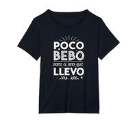 Poco Bebo para el año Que llevo Camiseta, Mujer Tallas Grandes, Negro, 5XL Grande