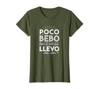 Poco Bebo para el año Que llevo Camiseta, Mujer, Verde Oliva, XL