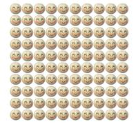 Pocoiau 100 Piezas Natural Smiling Face Bola Madera Beads Sueltas para Bracelería Joyas Joyas para Joyería Que Hace Cuentas Espaciadoras