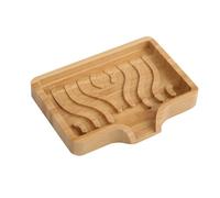 Pocoiau Bandeja de jabón de drenaje automático, plato de madera natural para jabones de secado rápido y limpiador de esponja, accesorios de baño, cocina, organizadores