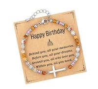 Pocoiau Brazalete De Piedra Espiritual con Tarjeta Bendición Joyería Fe para Mujeres Mamá Hermana En Pascua Navidad Cumpleaños Confirmación Religiosa Regalos para Ella