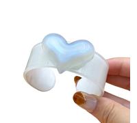 Pocoiau Brazaletes De Color Gelatina Ajustables con Estilo Joyería Acrílica con Corazón Melocotón para Regalos Mujeres Pulsera Elástica Estética Dopamina