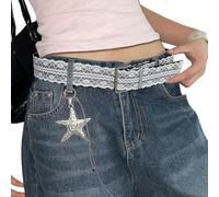 Pocoiau Cinturón de encaje elástico suave para mujer, apto para maternidad, piel sintética, diseño elástico, versátil cinturón de encaje para atuendos