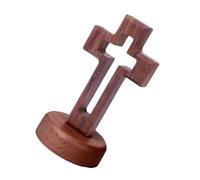Pocoiau Cruces de madera católica minimalista con base para decoración de esquina de oración y zona sagrada, colección de manualidades de fe de madera
