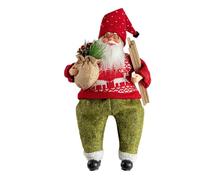 Pocoiau Decoración navideña de Papá Noel sentado de 12 pulgadas para el hogar, oficina, fiesta, festival, exhibición con tela resistente