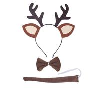 Pocoiau Disfraz de ciervo de Navidad para niños y niñas, diadema de reno, cola, falda, lazo, disfraz de juego de rol para Halloween