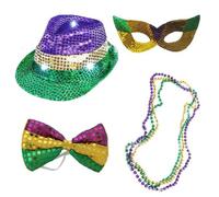 Pocoiau Disfraz de discoteca de Halloween de los años 70 para mujer, con lentejuelas, sombrero, bola, pajarita, collar, suministros para bailes de máscaras para mujeres