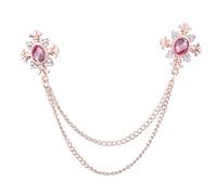 Pocoiau Elegante broche de cuello cruzado con borlas y diamantes de imitación para camisas, entusiastas de la moda, traje, camisa, collar, broche de moda, Metal