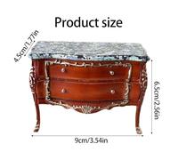 Pocoiau Gabinete De Exhibición para Casas Muñecas Adornos Dorados Europeos En Miniatura para Almacenamiento con 2 Cajones Madera Funcionales Almacenamiento