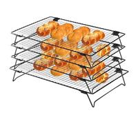 Pocoiau Juego de 4 estantes de enfriamiento para pasteles de pan, deshidratación, disipación uniforme del calor para tareas de horneado, asado, bandeja de enfriamiento rápido
