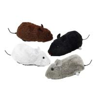 Pocoiau Juego de 4 ratones realistas para mascotas y niños, ratones interactivos de cuerda para bebé, juguete clásico de cuerda