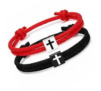 Pocoiau Paquete de 2 pulseras significativas con cruces para fe, longitud ajustable, juego de regalo, bautizo, regalo de cumpleaños, joyería religiosa, pulseras para mujer, joyería de amistad para