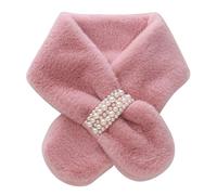 Pocoiau Pearl Cross Buckle All-match Scarf Furry Women Winter Warm Thick Casual Multi Color Plush Windproof Scarves Soft for Girls Neck Scarfs for Women Collar Fluffy Unisex Elegant for Cold Weather