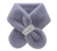 Pocoiau Pearl Cross Buckle All-match Scarf Furry Women Winter Warm Thick Casual Multi Color Plush Windproof Scarves Soft for Girls Neck Scarfs for Women Collar Fluffy Unisex Elegant for Cold Weather