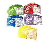 Pocoiau Tarjeta de bingo multicolor con cartón duradero y caja de almacenamiento para fiestas familiares, juegos de aula, viajes, entretenimiento, juego de aprendizaje de bingo apto para niños