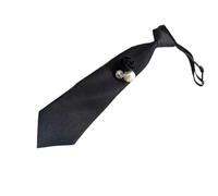 Pocoiau Women Preppy Student Uniform Elastic Neck Strap Pre Tied Necktie 3D Floral Rhinestones Pearls Decorative Ties Tie Black Floral Pre Tied Tie