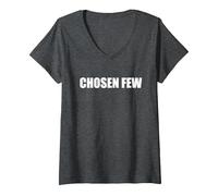 Pocos elegidos Camiseta Cuello V, Mujer, Jaspeado Oscuro, M