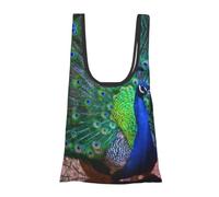 POCUK Hermosas bolsas de compras plegables ecológicas de pavo real, reutilizables, compactas